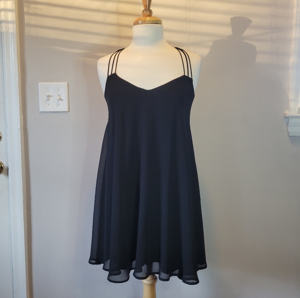 Express Flowy Cocktail Dress with Strappy Back, Black